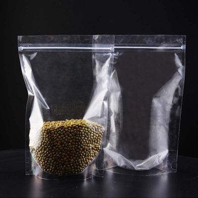 China Both Sides Recyclable Stand Up Pouch Clear Resealable Food Grade With Transparent Zipper Packaging Bag for sale