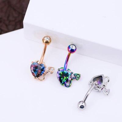 China Belly Heart/Navel Ring 14G Crystal Devil Ears And Tail Design Cute Navel Ring Navel Ring Piercing Jewelry for sale