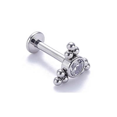 China Wholesale 316L FASHIONABLE Labret Opal Jewelry Clear Labret Earring CZ Labret Earring Clear Surgical Steel Earring 316L Zirconia for sale