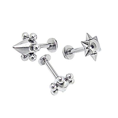 China Wholesale 316L Cone Surgical Steel Ball Stud Labret Flat Back Lip Piercing Jewelry for sale