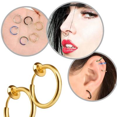 China Wholesale TRENDY Spring Circle Non Piercing Face Nose Ring Clip On Nose Rings Surgical Steel Body Piercing Jewelry for sale