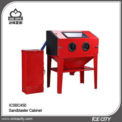 China Small Garage Glass Beads Silica Sand Alum Oxide And Drier Media 450L Sand Blasting Devices for sale