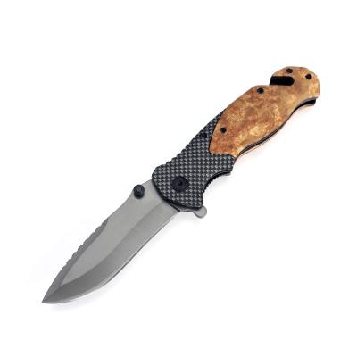 China High Quality Non-variable Rescue Wooden Handle Stainless Steel Outdoor Survival Camping Hunting Multi Folding Pocket Knife for sale