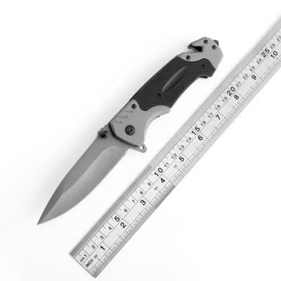 China Best Selling Outdoor Engravable Military Camping Group of Ten Handle Non-variable Folding Tactical Pocket Knife with Glass Breaker and Belt Cutter for sale