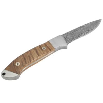 China Non-variable Handmade Wooden Handle Damascus Blade Camping Survival Steel Outdoor Hunting Knife for sale