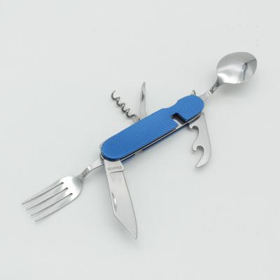 China 2CR13stainless steel 7 in 1 folding detachable utensil travel camping knife set for sale