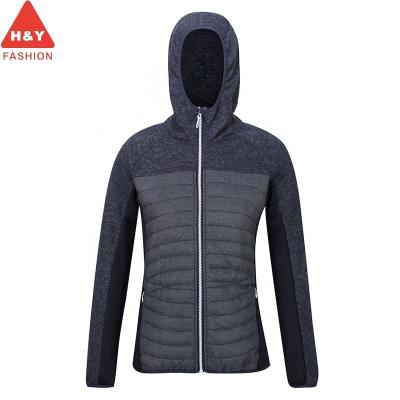 China 100% Breathable Polyester Quilted Women's Hybrid Zipper Jacket With Hood For Ladies for sale