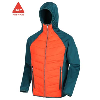 China Canvas Fabric Breathable Knitted Gray Hybrid Jacket Windproof For Deep Blue Orange Man for sale