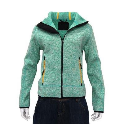 China Custom Knitted Hooded Jacket Women Polyester Coat Outerwear Knitted Fleece Breathable Hooded Jacket For Lady for sale