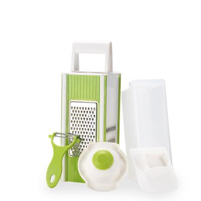 China Body: ABS 4 Sides Vegetable Grater Multi Function Manual Potato Slicer Vegetable Garlic Cutter With Storage Box for sale