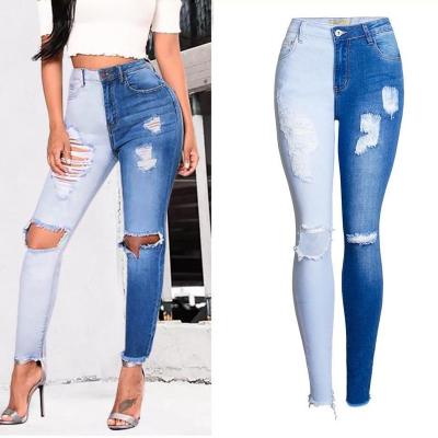 China Hot Selling Skinny Destroyed Women's Jeans Wholesale High Quality QUICK DRY Patchwork Custom Jeans for sale