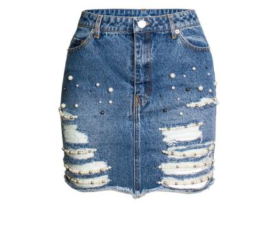 China Wholesale anti-static denim skirt high waist sexy hip wrap skirt ripped women half-length jeans skirt skirt for sale