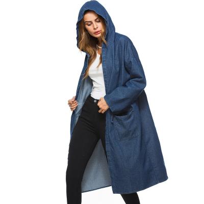 China Breathable Mid Length Anorak Winter Female Casual Outwear Turn-Down Collar Scratch Denim Jacket for sale