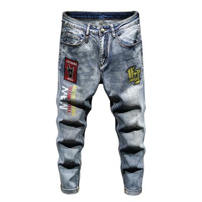 China Breathable Customized New Design Products Printed Long Stretch Casual Men's Jeans Denim for sale