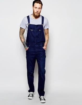 China Breathable Design Latest Overalls Button Bodycon Slim Fit Jeans Mens Denim Overalls for sale