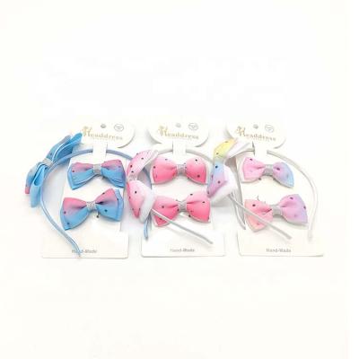 China Excellent Quality Fabric Beautiful Hairpins Girls Bands Diamond Printing Children Hair Accessories Sets for sale