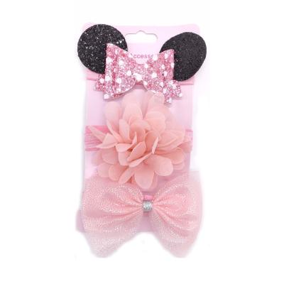 China Popular 2021fabric popular girls hair bow headband set for kids hair accessories for sale