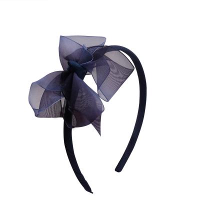 China Wholesale Anti-Shrink Gauze Net Handmade Bow Net Children Hair Accessories South Korea Circle Leopard Temperament Dovetail Headband for sale