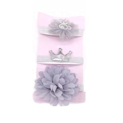 China Wholesale New Cute Factory Style Hair Band For Girls Kids Baby Flower Crown Bow Headband 3pcs Birthday Party Gift Set Headband for sale