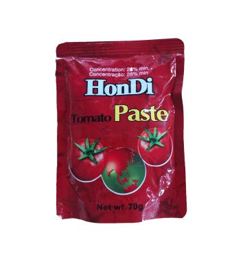 China Sachet packing canned tomato 70g Brix of tomoto paste 28-30% 70g for sale