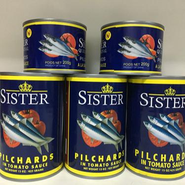 China Canned Pilchard Canned Fish Tinned In Tomato Sauce Private Label 425gx24tins for sale