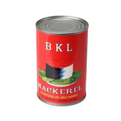 China Canned Food Fish Canned Mackerel Grades Saurels In Brine 425gX24tins for sale