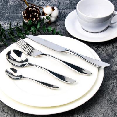 China Luxury Hotel 4pcs OEM Logo Stainless Steel Forks Spoons Knives Knives Cutlery Set Viable Flatware Set With Stainless Gift Box Cutlery Set for sale