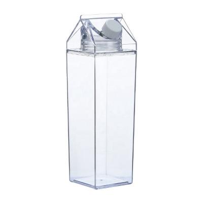 China Viable Clear Reusable Plastic Rectangle Free Water Bottle 1000ML BPA Sports Box Milk Milk Bottle Transparent Acrylic Water Bottle for sale