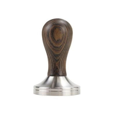 China Cafe Accessories Anodic Oxidation Bartender Espresso Chacate Preto Wooden Flat Base 304 Stainless Steel 51MM Coffee Viable Process Tamper for sale