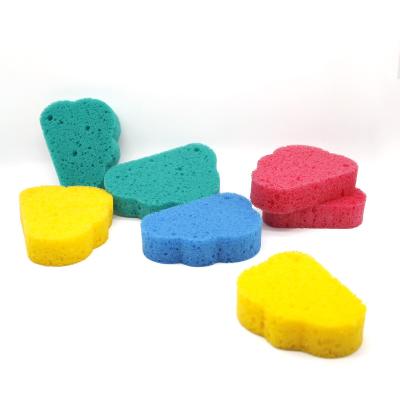 China Sustainable Cute Cartoon Train Shape Printed Scrubber Exfoliating Body Shower Bath Cleaning Sponge For Kids for sale