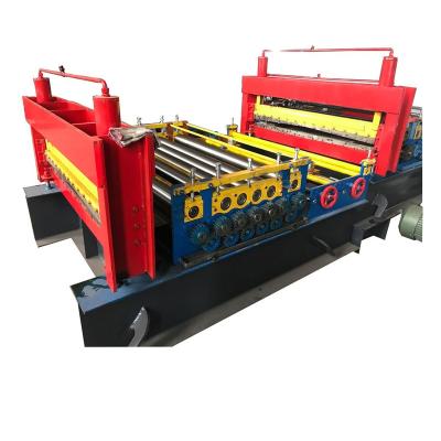 China Building material shops popular upgrade cutter flattening slitting color steel strip forming roofing tile cold roll former making machine for sale