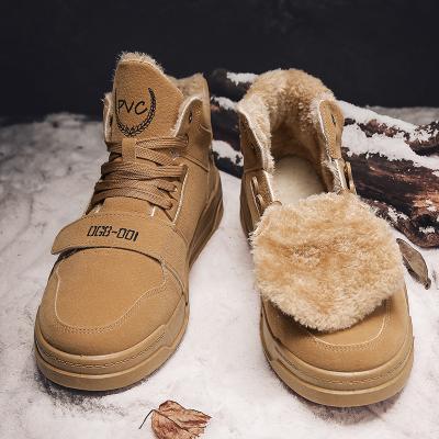 China Wholesale Fashion Trend In Stock Plush Winter Warm Men's Fashion Snow Boots Anti-skid Ankle Snow Boots For Men 2021 for sale