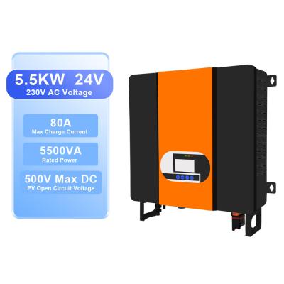 China 110V/230VAC 5.5 Kw Solar Inverter MPPT Single Phase On Off Grid Hybrid Inverter for sale