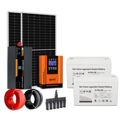 China Off Grid Solar Power Generation System 1KW Hybrid GEL Battery Solar Energy For Residential for sale