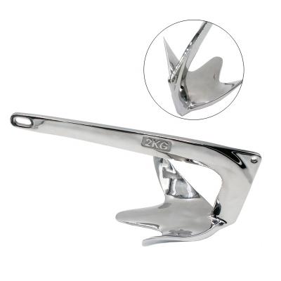 China Marine Grade Boat Anchor Polishing 316 Stainless Steel Bruce Anchor For Boat Yacht 5kg for sale