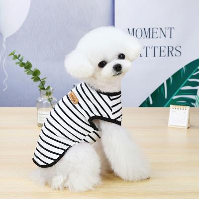 China Viable Wholesale Amazon Spring Summer Dog Clothes Hot Dog Clothes Heart Pattern Dog Shirts Fashionable Striped T-Shirts for sale