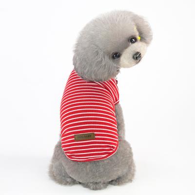 China Viable Wholesale Cute Dog T-shirt Spring And Summer Outfits New Pet Apparel Dog Vest Smiley Face Striped Pet Cat Dog Clothes for sale