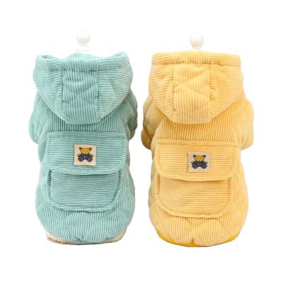 China Hot-selling Custom Sustainable Corduroy Pet Coat Low MOQ Two Legs Dog Coat Pet Clothes Winter Jacket for sale