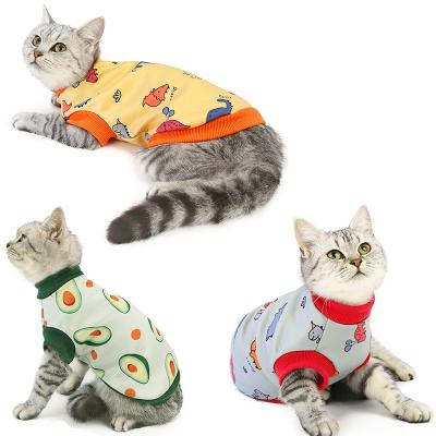 China Seven Stocked Lovely Sleepwear Cat Clothes Korean Cute Pattern Hoodie Wholesale Low MOQ Cat Pet Pajamas for sale