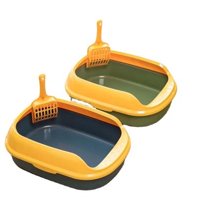 China Viable Manufacturer Pet Litter Box Cat Home Style PP Resin Scoop Scoop Free Cheap Cat Litter Box for sale