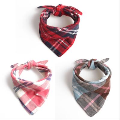 China Viable Customized Pattern Accepted Dog Scarf New Washable Pet Triangle Plaid Adjustable Custom Bandanas for sale