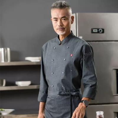 China restaurant & Bar Fashion Durable Long Sleeve Executive Chef Apparel White Chef Coats Chef Uniforms for sale