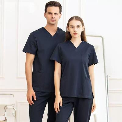 China Hospital Factory Customization Scrubs Uniforms Sets Anti Wrinkle Beauty Medical V-Neck Uniform Tops Scrubs Suit Nursing Scrubs For Women for sale