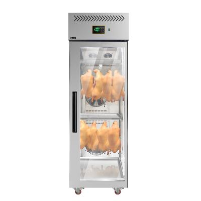 China 360Â ° Hot Selling Air Cooling Design Stainless Steel Equipment Roast Chicken Roast Duck Meat Drying Cabinet Food Display Circulation Glass Cabinet for sale