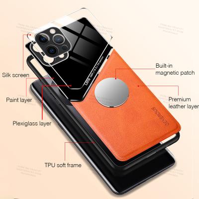 China Texure Leather Waterproof Magnetic Car Holder Cover For iPhone 13 Shockproof Protective Case For iPhone i Phone13 pro 13 max Mini Back Shell for sale