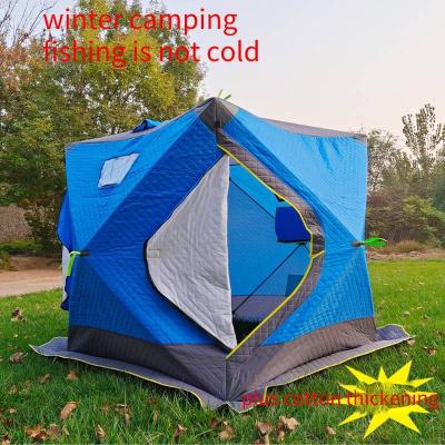 China Custom Wholesale Camouflage Camping Winter Carp Fishing Waters Proof Ice/People Fish Pon Ice Cube Camouflage Field Game Outdoor 3 To 4 Fishing Tent for sale