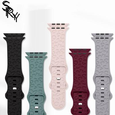 China Quick Realease Replcement Watch Band SRY Custom Luxury 22/40/42/44/45mm Silicone Slim Wristband  Charms Replacement Strap Leopard I Watch Bands For Apple Ultra for sale