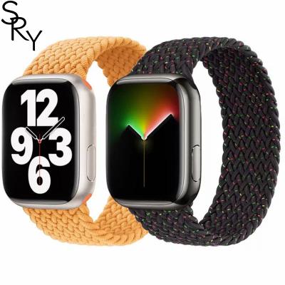 China Water Resistant Nylon Braided Watch Strap For Apple Watch Series 9 8 7 6 SE 5 4 3 Watch Band 45mm 44mm 42mm 41mm 40mm 38mm Elastic Belt Bracelet for sale