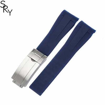 China Silicone New Arrival Diving Waterproof Bracelet Silicone Wrist Bands Belts Curved End Rubber Watch Strap for ROLE for daytona submarine for sale