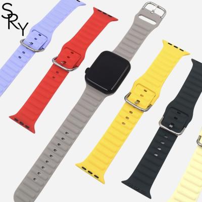 China Silicone SRY Wholesale Fashion Soft Silica gel watch band For i Watch Strap Sport Watchband For Apple Watch Series 6 5 4 for sale